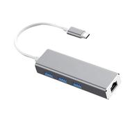 DIYEAH Type C Ethernet USB Network Converter Small Portable Adapter with USB Port for Home Office Use Durable Material Easy to Carry and Connect