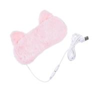 DIYEAH USB Heated Eye Mask with USB Heating Plate and Constant Temperature Wire 3D Cartoon Pink Cat Design Steam Hot Compress Eye Mask for Sleep and Fatigue Relief