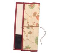 DIYEAH Vintage Canvas Brush Roll Holder with 9 Slots, Portable Calligraphy Brush Bag for Artists and Students, Handcrafted Japanese Style Bamboo Weave Pencil Case, for Travel