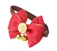 DIYEAH Vintage Collar Chic Bow-knot Dog Collar Bell Pet Neck Accessories for Pet Dog Cats Wine Red