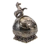 DIYEAH Vintage Decorative Ashtray with Lid Windproof Bronze Style Desk Ashtray for Patio Car and Outdoor Use Easy-clean Smoking Accessory Feng Shui Horse Design for Living and Office