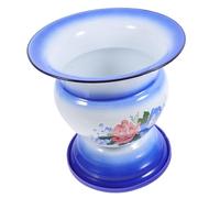 DIYEAH Vintage Enamel Spittoon Household Pee Bucket, Thickened Blue High-Leg Enamel Toilet Basin for Home Use, Chinese Style Spittoon Suitable for Bathroom and Mobility Aid Random Style