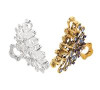 DIYEAH Vintage Flower Hair Claw Clips Alloy Rhinestone Mini Claw Clip Flowers for Women 2pcs with Easy Open and Close Feature, Resistant to Bending and Breaking, for Weekend