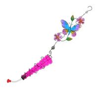 DIYEAH Vintage Iron and Glass Hummingbird Water Feeder with Detachable Design for Easy Cleaning Baked Paint Finish Outdoor Hanging Bird and Pigeon Feeder for Garden Wildlife