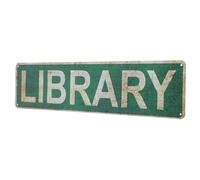DIYEAH Vintage Library Sign Rustic Tin Plaque Wall Art Decor for Home Study Office Bedroom Reading Simple to Hang with Bright Colors and Artistic Appeal