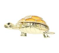DIYEAH Vintage Metal Turtle Jewelry Box Handcrafted Trinket Organizer Decorative Tortoise Figurine for Home Office Decor Stylish Jewelry Storage Case with Elegant Enamel Finish