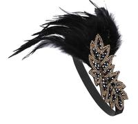 DIYEAH Vintage Navy Plume Headband Looks Natural and Will Not Fall off Easily with Artificial Crystal and Polyester Material in Roaring 20s Style for Women for Prom and Party Headwear