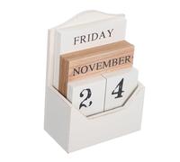 DIYEAH Vintage Solid Wood Perpetual Calendar Block for Desk Manual Month Date Display Rustic Desktop Decoration Suitable for Office Home Study and