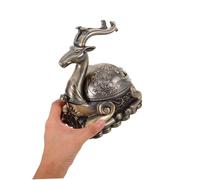 DIYEAH Vintage Windproof Ashtray with Lid for Balcony and Patio Portable Zinc Alloy Metal Ashtray with Sealed Design to Contain Smoke and Ash Easy-clean Decorative for Home Office Use