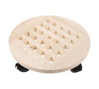 DIYEAH Vintage Wood Plant Stand Rotating Wheels Heavy Duty Mobile Flowerpot Tray Indoor Outdoor Use Movable Plant Pot Holder Classic Round Design Display