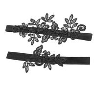 DIYEAH Wedding Garter for Bride Lace Elastic Leg Strap Black Cloth Lace Garters for Wedding Ceremony and Reception