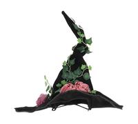 DIYEAH Witch Hat Head Circumference Black Velvet for Women Halloween with Unique Floral Vine Design, Comfortable Fit and Versatile Style, for Stage Performances and Cosplay Events