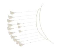 DIYEAH Wood Bead Hanging Decor Photo Display with Clips Boho Beaded Garland Wall Hanging Collage for Home Decoration Space-saving Tassel Picture Holder Gift for Christmas and Thanksgiving