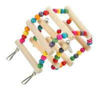 DIYEAH Wooden Budgie Climbing Ladder with Colorful Accessories Parakeet Chewing Swing Ladder for Bird Cage Training and Entertainment