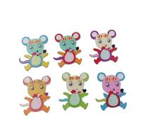 DIYEAH Wooden Buttons 50pcs Random Color with Lovely Mouse Animal Patterns Unique Designed DIY Assorted Snaps and Decoration for Knitting and Scrapbook for Sewing Projects