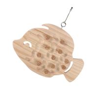 DIYEAH Wooden Fish Shaped Parrot Perch Stand with Multi-function Activity Platform and Plug-pulling Mechanism for Small Parrots and Lovebirds in Bird Cage
