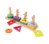DIYEAH Wooden Geometrical Shape Building Blocks Set for Anti-drop Beech Wood Puzzle Educational Shape Matching Game Enhancing Cognitive Skills and Fine Motor Coordination
