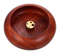 DIYEAH Wooden Incense Stick Inserting Tray Bowl Shaped Censer with 4 Holes Rosewood Material Incense Burning Holder for Home Temple Decoration