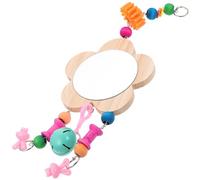 DIYEAH Wooden Pet Chicken Mirror with Hanging Pendant for Hens and Roosters Poultry Plaything to Promote Curiosity Intellectual Growth and Activity Suitable for Cage Coop Random Color