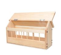 DIYEAH Wooden Pigeon Feeder Trough Automatic Feeding Box 40cm Thick Pine Base Spill-resistant Bird Feeding Station for Racing and Homing Pigeons