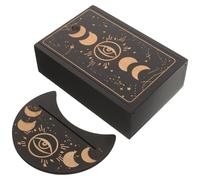 DIYEAH Wooden Tarot Card Box Sturdy Compact Design Stand and Convenient Display Black Colour, Delicate Style Tarot Accessories Storage, Suitable for Home and Meditation Use
