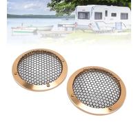 Diyeeni 3.6Inch Ceiling Speaker Cover, 2PCS Replacement Round Metal Mesh Grilles, Car Audio Speaker Covers Woofer Subwoofer Grill, Easy to Install (Gold)
