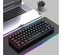 Diyeeni 61 Key RGB Gaming Keyboard, Compact Russian Layout Wired Mechanical Keyboard with RGB Backlit Modes Anti Ghosting Technology, for PC Gaming Typing Work (Black)