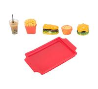 Diyeeni Dollhouse Fast Food Set, 1/12 Resin Mini Burger Fries | Miniature Food Accessory, Realistic Resin Material, for Dollhouse Kitchen, Pretend Play