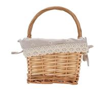 Diyeeni Handcrafted Wicker Empty Basket Comfortable Handle with Linen Cotton for Snacks and Flowers 13.47oz Picnic Camping (Daisy)