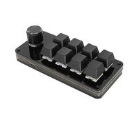 Diyeeni One Handed Gaming Keyboard, Mini 8 Key Keypad with Knob, Macro Programming, Hot Swappable Blue Switch, for Office Games Music Industrial Control