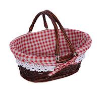 Diyeeni Rattan Woven Portable Basket with Classical Liner for Picnic Festival Activities At the Beach or Garden, Wickerwork Straw Weaving (Diyeenim1xqbe7r3w-8)