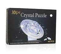Diyeeni Translucent 3D Crystal Saturn Shaped Puzzle Jigsaw Eco-friendly DIY Blocks Toy Non- Office Desk Decor for Children and Adults Perfect Intelligence Development (Black)