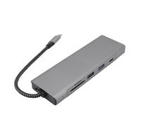 Diyeeni USB C Docking Station, 8-Port USB C Hub with 4K 30Hz HDMI, PD3.0 100W, USB2.0, USB3.2, USBC, SD/TF & M.2 SSD Hard Drive Enclosure, Aluminum USB Splitter for Laptop PC