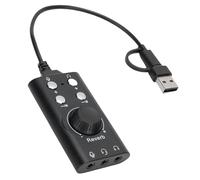 Diyeeni USB Type C External Sound Card Adapter Converter with 16bit 48KHz CD Quality Noise Reduction Volume Voice Changer for PC Laptop Phone Streaming Karaoke Recording