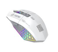 Diyeeni Wired Mouse - USB Corded Gaming Mouse, Up to 12000DPI, Wired + Bluetooth + 2.4G Connection, Ergonomic PC Mices for Business Home Office, RGB Backlit for Gaming (White Gray)