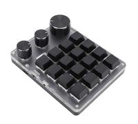 Diyeeni Wireless 16 Key Keyboard, Mechanical Keypad 3 Knobs, BT 2.4G Wired 3 Modes, Red Switc,H Customizable Shortcut Keys with Aluminum Knobs Acrylic Keycaps for WINS OS X (Black)