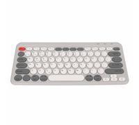 Diyeeni Wireless Bluetooth 2.4G Dual Mode Keyboard with Round Keycaps for Wins for IOS for Compact Round Keycaps Slim Portable Keyboard with 10m Range 300mAh Battery (White)