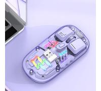 Diyeeni Wireless Gaming Mouse, Bluetooth 5.0/2.4G Dual Mode Computer Mouse, RGB Lighting, Portable Cordless Mice, 800/1200/1600 DPI, Transparent Cover, Battery Level Visible (Purple)