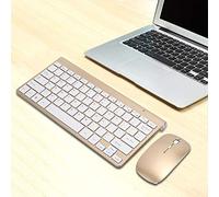 Diyeeni Wireless Keyboard and Mouse Set 2.4G Ultra Thin Mute Ergonomic Design with 1200dpi Optical Resolution for Home Office Business (Gold)