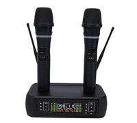 Diyeeni Wireless Microphone Kit, Dual Handheld Dynamic Mic with Clear Sound and Stable Connection, Aluminum Alloy ABS Housing, for Karaoke Singing Wedding Party Live Show