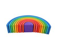 Diyeeni Wooden Stacking Building Toy Semicircle Nesting Blocks for Toddlers - Safe Waterborne Paint, Colorful Arch Bridges for Early Education, Creativity, and Coordination, 10-Piece Set