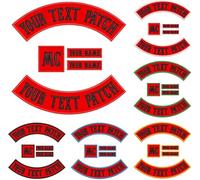 DIYEMB 5 Pack Custom Embroidered Biker Patches, Personalized Embroidery Rocker Patch Rider Motorcycle Patches for Veterans Vest or Jacket (Red)