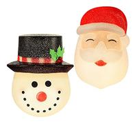 Diyfixlcd 2 Pieces Christmas Cute Snowman and Santa Porch Light Cover Christmas Outdoor Decoration Flexible Weather-Resistant Light Cover for Porch Light and Garage Lights