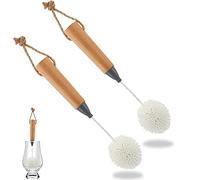 diyfixlcd 2PCS Wine Glass Cleaning Brush Flute and Stemware Brush Non Scratch Foam Bristle Brush with Wooden Handles for Champagne Flutes Glassware Drinking Cleaner Tool