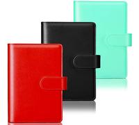 diyfixlcd 3-Piece A6 PU Leather Notebook Binder Refillable 6-Ring Binder for A6 Filler Paper, Loose Leaf Personal Planner Binder Cover with Magnetic Buckle Closure in Red, Black, Green
