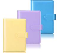 diyfixlcd 3 Pieces A6 PU Leather Notebook Binder Refillable 6 Ring Binder for A6 Filler Paper, Loose Leaf Personal Planner Binder Cover with Magnetic Buckle Closure in Purple, Yellow, Sky Blue