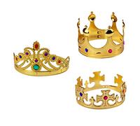 diyfixlcd 3pcs Gold Crowns Birthday Crowns Prom King and Queen Crown Set Fairy Crown for Boy Girls Women Adults