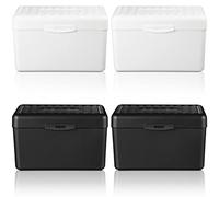 diyfixlcd 4 Pieces Index Card Box Flash Card Holder Notecard Box Index Card Organizer Flashcards for Recipes Filing Notes, Addresses and Recipes (Black, White)