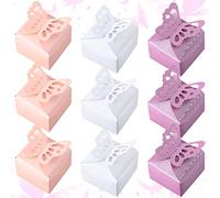 diyfixlcd 60 Pieces Multicolor Butterfly Favor Boxes Valentine Chocolate Box Romantic DIY Wedding Candy Box Boys Girls Baby Shower Boxes Birthday Treat Present Wrap Decorations, Pink White Purple
