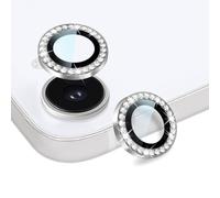 DiyGody 2PCS Compatible with iPhone 17e/16e Camera Lens Protector, Glitter Rhinestone 9H Clear Tempered Glass Anti-Scratch, Bling Phone Lens Protective Cover for iPhone 17e/16e, Silver
